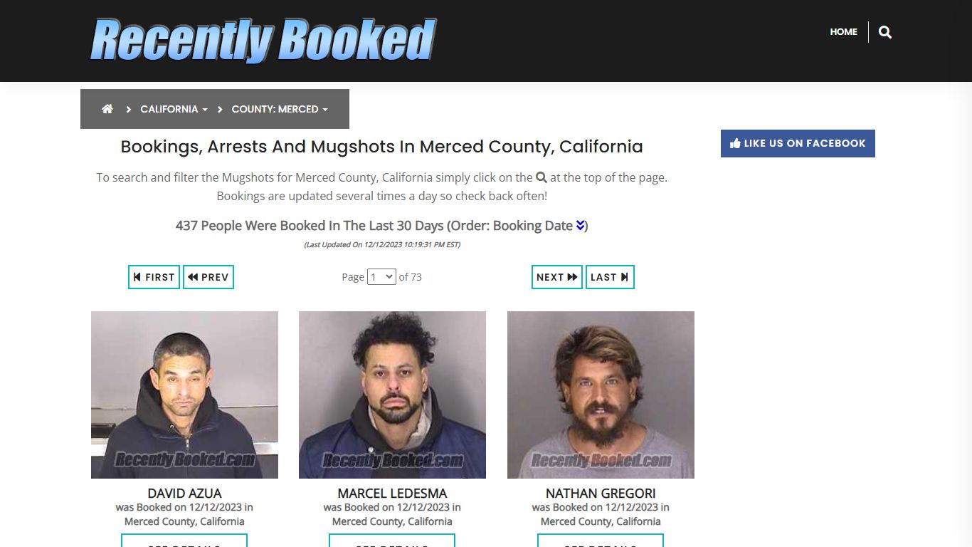 Bookings, Arrests and Mugshots in Merced County, California